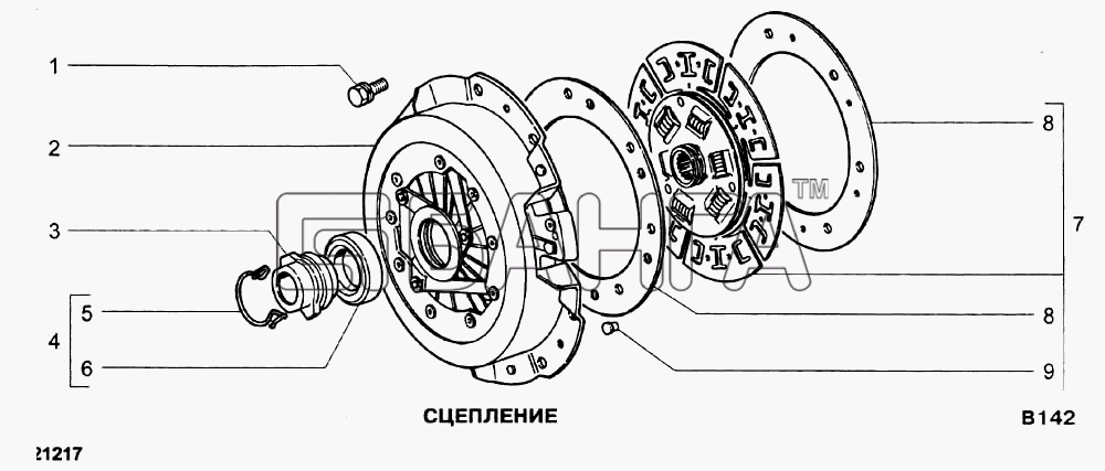 ВАЗ ВАЗ-21213-214i Схема Сцепление-169 banga.ua